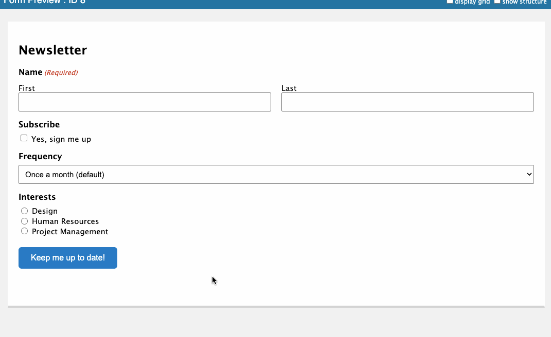 Animation showing interests options changing based on the Frequency value